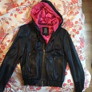 Lambs leather hoodie jacket